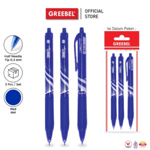 GREEBEL PULPEN GEL / GEL PEN GP-505 ORNATE BIRU 0.5 (3PCS/SET) / PULPEN GEL, PULPEN GREEBEL, PEN GEL, BALLPOINT GEL