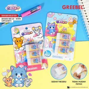 [ 1 SET ISI 3 ] Eraser Penghapus Greebel GOKKO SET Tom & Jerry GBTJG-W30S (3PCS/SET)