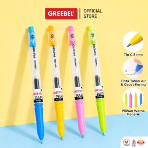 GREEBEL PULPEN GEL / GEL PEN GP-507 PAPORO MX 0.5TINTA HITAM (3PCS/SET) / BALLPEN BOLPOIN BOLPEN PEN GEL