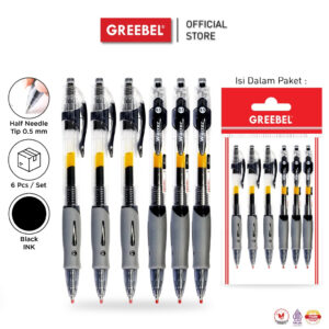 GREEBEL PULPEN GEL / GEL PEN WRITEC GP-503 0.5 HITAM (6PCS/SET) / BALLPEN GEL BALLPOINT BOLPEN BOLPOIN PENA GEL