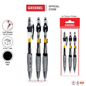 GREEBEL PULPEN GEL / GEL PEN WRITEC GP-503 0.5 HITAM (3PCS/SET) BALLPEN GEL BALLPOINT BOLPEN BOLPOIN PENA GEL