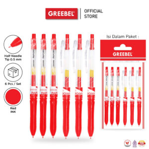 GREEBEL PULPEN GEL / GEL PEN GP-507 PAPORO 0.5 MERAH (6PCS/SET) / BALLPEN GEL BALLPOINT BOLPEN BOLPOIN PENA GEL