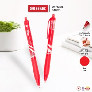[1 Pulpen] GREEBEL Pulpen Gel GP-505 Ornate Merah 0.5mm | Retractable Gel Pen Ballpen Bolpoin (1PCS)