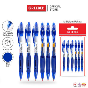 GREEBEL PULPEN GEL / GEL PEN GP-503 WRITEC 0.5 BIRU (6PCS/SET) PULPEN GEL / GEL PEN BALLPEN GEL BALLPOINT BOLPEN BOLPOIN PENA GEL
