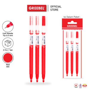 GREEBEL PULPEN GEL / GEL PEN RIVAL GP-502 0.5 MERAH (3PCS/SET) / BALLPEN GEL BALLPOINT BOLPEN BOLPOIN PENA GEL