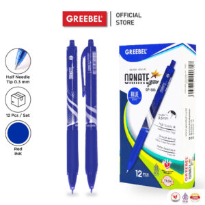 GREEBEL PULPEN GEL / GEL PEN GP-505 ORNATE 0.5 BIRU (12PCS/SET) / BALLPEN GEL BALLPOINT BOLPEN BOLPOIN PENA GEL