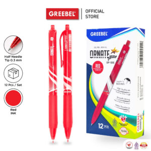 GREEBEL PULPEN GEL / GEL PEN GP-505 ORNATE 0.5 MERAH (12PCS/SET) / BALLPEN GEL BALLPOINT BOLPEN BOLPOIN PENA GEL