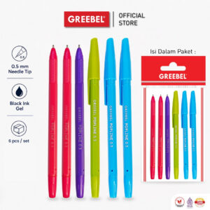 GREEBEL PULPEN BALLPEN / POPLINE 0.5 HITAM (6PCS/SET) / BALLPOINT BOLPEN BOLPOIN PENA GEL