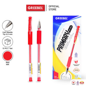 GREEBEL PULPEN GEL / GEL PEN GP-510 PRIMARY 0.5 MERAH (12PCS/SET) / BALLPEN GEL BALLPOINT BOLPEN BOLPOIN PENA GEL