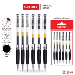 GREEBEL PULPEN GEL / GEL PEN VIERO GP-504 0.5 HITAM (6PCS/SET) / BALLPEN GEL BALLPOINT BOLPEN BOLPOIN PENA GEL