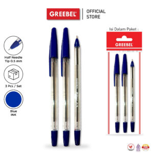 GREEBEL PULPEN BALLPEN / RITER 0.5 BLUE (3PCS/SET) / BALLPOINT BOLPEN BOLPOIN PENA GEL