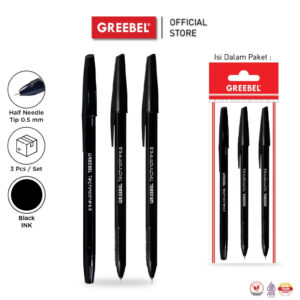 GREEBEL PULPEN BALLPEN / TECHNOLINE 0.5 HITAM (3PCS/SET) / BALLPOINT BOLPEN BOLPOIN PENA GEL