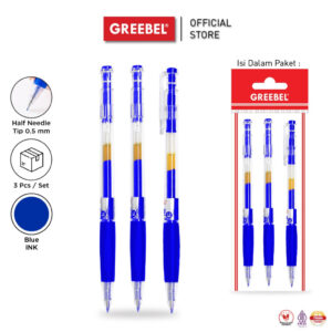 GREEBEL PULPEN GEL / GEL PEN GP-504 VIERO BLUE 0.5 (3PCS/SET) / BALLPEN GEL BALLPOINT BOLPEN BOLPOIN PENA GEL