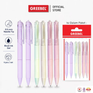 GREEBEL PULPEN GEL / GEL PEN GP-512 MACAROON 0.5 HITAM (6PCS/SET) / BALLPEN GEL BALLPOINT BOLPEN BOLPOIN PENA GEL