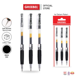 GREEBEL PULPEN GEL / GEL PEN GP-504 VIERO 0.5 HITAM (3PCS/SET) BALLPEN GEL BALLPOINT BOLPEN BOLPOIN PENA GEL