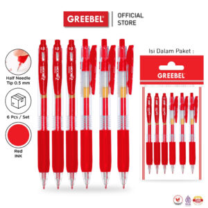 GREEBEL PULPEN GEL / GEL PEN GP-509 ZIRCON MERAH 0.5 (6PCS/SET) / BALLPEN GEL BALLPOINT BOLPEN BOLPOIN PENA GEL