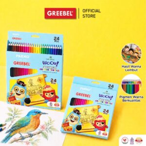 PARKO PENSIL WARNA ISI 24 WARNA / WOODLESS COLOUR PENCIL 24C (PKW-908) / COLORED PENCIL WARNA LEBIH NYATA