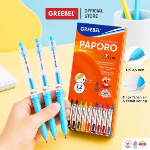 [ 12 Pulpen ] Greebel Pulpen Gel Pen 1 Box GP-507 Paporo Biru 0.5 (12PCS/SET)