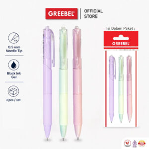 GREEBEL PULPEN GEL / GEL PEN GP-512 MACAROON 0.5 HITAM (3PCS/SET) / BALLPEN GEL BALLPOINT BOLPEN BOLPOIN PENA GEL