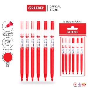 GREEBEL PULPEN GEL / GEL PEN GP-502 RIVAL 0.5 MERAH (6PCS/SET) / BALLPEN GEL BALLPOINT BOLPEN BOLPOIN PENA GEL