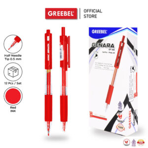 GREEBEL PULPEN GEL / GEL PEN GENARA GP-508 0.5 MERAH (12PCS/SET) / BALLPEN GEL BALLPOINT BOLPEN BOLPOIN PENA GEL