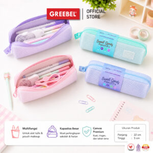 Tempat Pensil Jaring Mesh Estetik Sweet Candy Greebel (82011) Pencil Bag Pouch Premium Multifungsi