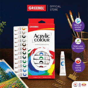 GREEBEL CAT LUKIS AKRILIK SET 12 WARNA / CAT ACRYLIC SET (12X10ML)