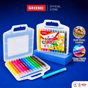 GREEBEL CRAYON SILKY OIL PASTEL 12 WARNA SILKY GREEBEL KRAYON HALUS MEWARNAI