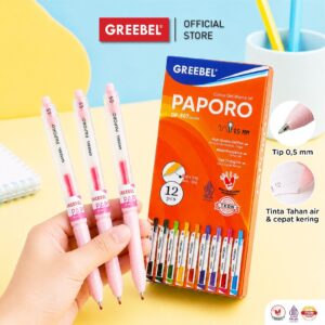 [ 12 Pulpen ] Greebel Pulpen Gel Pen 1 Box GP-507 Paporo Pink 0.5 (12PCS/SET)