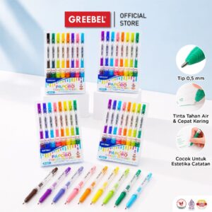 (12PCS) GREEBEL PULPEN GEL 12 WARNA 0.5MM PAPORO MXP | COLOR GEL PEN SET 12 COLOR