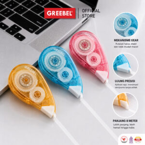 GREEBEL CORRECTION TAPE GCT-802 PASTEL LUCU / TIP EX KERTAS ROLL PITA KOREKSI PULPEN