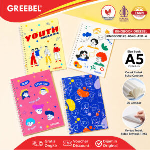 GREEBEL Spiral Book A5 40 Lembar Motif Youth Series (1PCS) | Buku Jurnal Buku Catatan RB-6540-A5KK-4