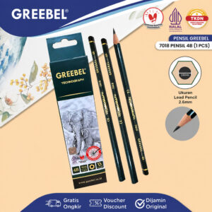 GREEBEL Pencil Pensil Graphite 4B 1 Pcs (Satuan) Pensil Gambar Sketsa Sekolah Kantor 7018 Grade 4B