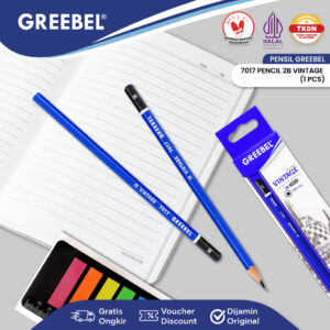 GREEBEL Pencil Pensil 2B 7017 Vintage 1 Pcs (Satuan) Pensil Tulis Sekolah Kantor Ujian