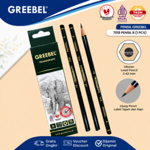 GREEBEL Pencil Pensil Grafit 7018 B 1 Pcs (Satuan) Pensil Tulis Sekolah Kantor Ujian