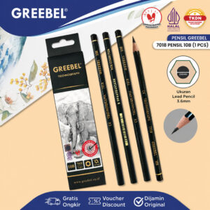 GREEBEL Pencil Pensil Graphite 10B 1 Pcs (Satuan) Pensil Gambar Arsir Tebal Sekolah Kantor 7018 Grade 10B