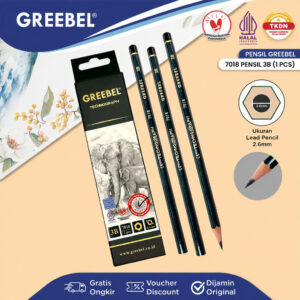 GREEBEL Pencil Pensil Graphite 3B 1 Pcs (Satuan) Pensil Tulis Sekolah Kantor Ujian 7018 Grade 3B