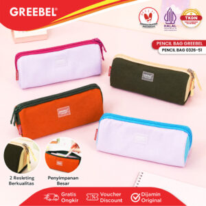 GREEBEL Pencil Bag Tempat Pensil Segitiga Kapasitas Besar Double Resleting 0326-51 (1pcs)