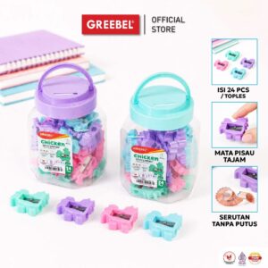 GREEBEL Rautan Serutan Chicken Sharpener PASTEL (24 PCS/JAR) / Rautan Pensil Bentuk Ayam