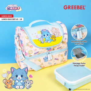 GREEBEL Lunch Bag Gokko GBTJG-LB Premium Tas Bekal Anak 2 Tingkat Tebal Waterproof Karakter Tom & Jerry Lucu